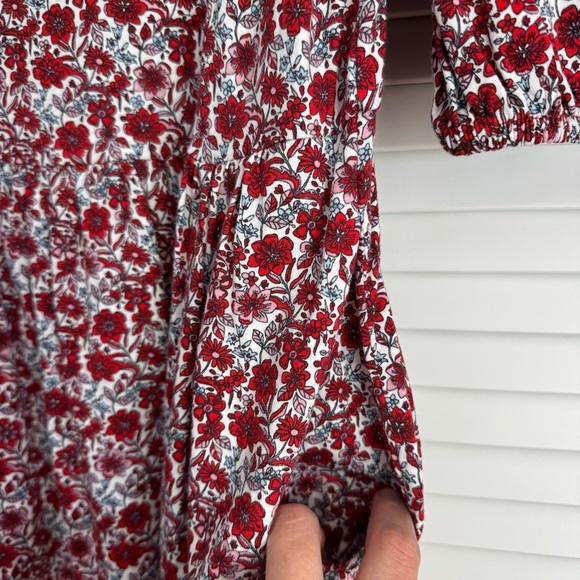Boden Square Neck Jersey Cotton Floral Milkmaid Dress Puff Sleeves Size 4 - Picture 6 of 10
